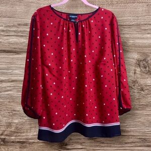 Liz Claiborne red hearts blouse 2X 3/4 sleeve
